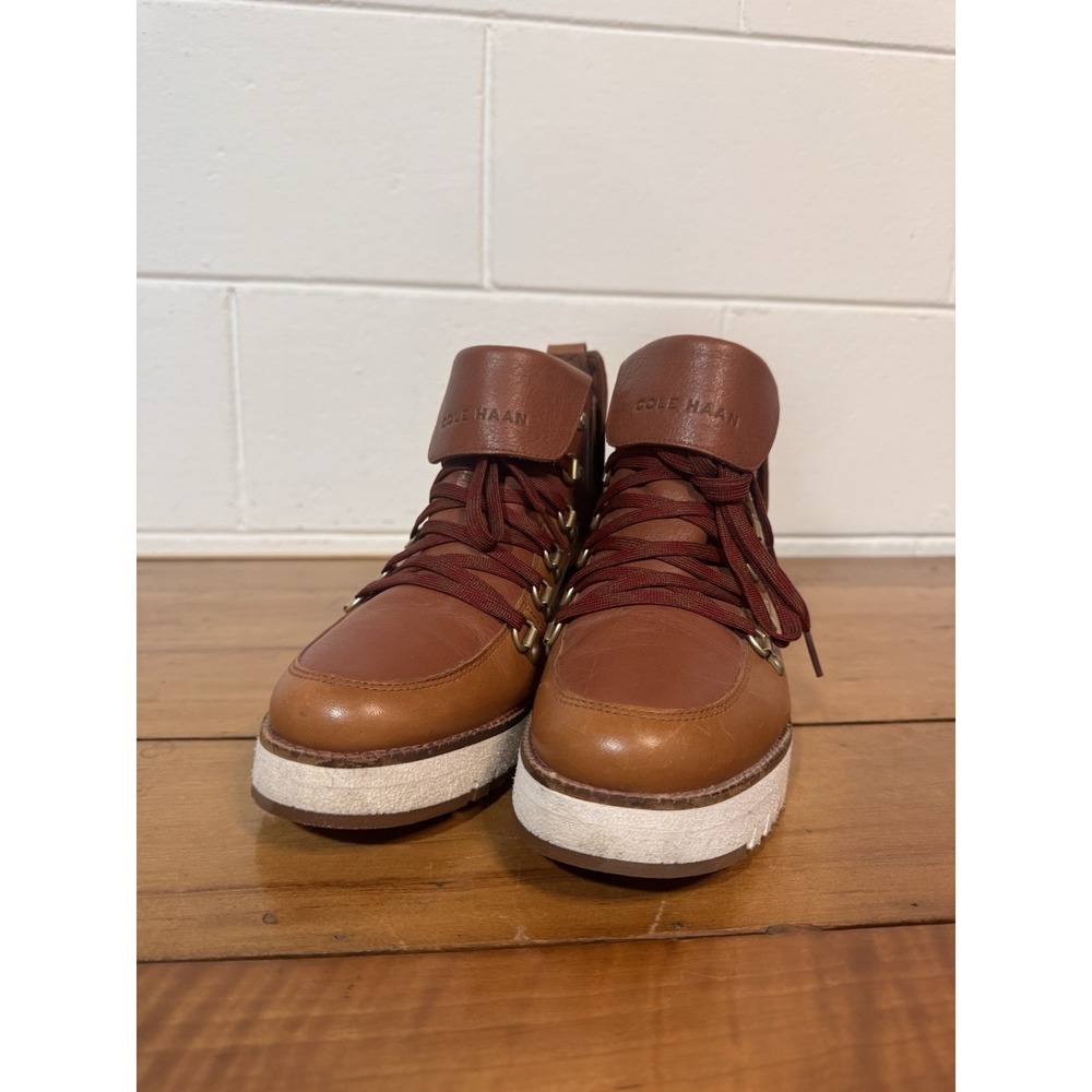 Cole Haan Grand Women's Brown Leather Lace Up Hiker Ankle Boot Size 7B